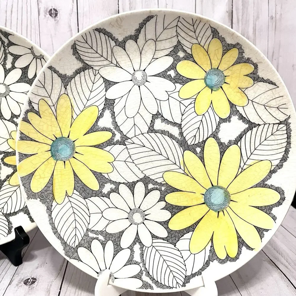 Vintage MCM Boho Nikko Splendor Daisy Plates Kingstone Japan Cottagecore (2)